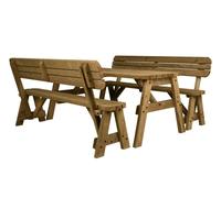 Arbor Garden Solutions Victoria Rounded Picnic Table and Benches Set With Backrest - Rustic Finish - Without expert assembly - 210cm