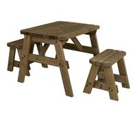 Arbor Garden Solutions Victoria Rounded Space Saving Picnic Table and Benches Set - Rustic Finish - Included assembly - 90cm