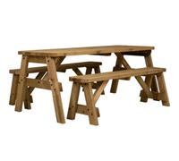 Arbor Garden Solutions Victoria Rounded Space Saving Picnic Table Benches Set (5Ft, Rustic Brown)