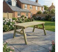 Arbor Garden Solutions Victoria Rounded Wooden Garden Table, Outdoor Picnic Dining Desk - Without expert assembly - 120cm