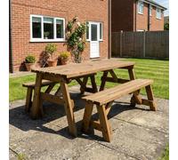 Arbor Garden Solutions Victoria Space Saving Picnic Table and Benches Set - Rustic Finish - Included assembly - 90cm