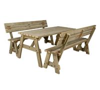Arbor Garden Solutions Victoria Space Saving Picnic Table and Benches Set With Backrest - Included assembly - 180cm