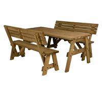 Arbor Garden Solutions Victoria Space Saving Picnic Table and Benches Set With Backrest - Rustic Finish - Without expert assembly - 150cm