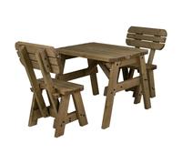 Arbor Garden Solutions Victoria Space Saving Rounded Picnic Table and Bench Set With Backrest - Rustic Finish - Included assembly - 90cm