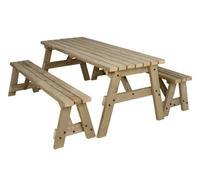 Arbor Garden Solutions Victoria Wooden Picnic Bench And Table Set, Outdoor Dining Set (5Ft, Natural Finish)