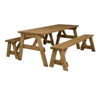 Arbor Garden Solutions Victoria Wooden Picnic Bench And Table Set, Outdoor Dining Set (5Ft, Rustic Brown)