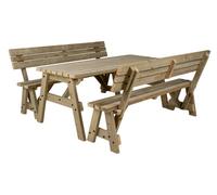 Arbor Garden Solutions Victoria Wooden Picnic Bench And Table Set, Outdoor Dining Set With Backrest (5Ft, Natural Finish)