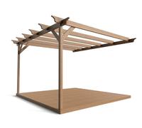 Arbor Garden Solutions Wall Mounted Pergola And Decking Complete Diy Kit, Champion Design (3.6M X 3.6M, Rustic Brown Finish)