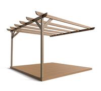 Arbor Garden Solutions Wall Mounted Pergola And Decking Complete Diy Kit, Corbel Design (4.2M X 4.2M, Rustic Brown Finish)