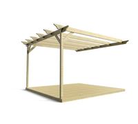 Arbor Garden Solutions Wall Mounted Pergola And Decking Complete Diy Kit, Orchid Design (4.8M X 4.8M, Light Green (Natural) Finish)