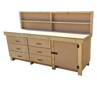 Arbor Garden Solutions Wooden 18mm MDF Workbench Tool Cabinet with Lockable Cupboard - With Back Panel (8ft)