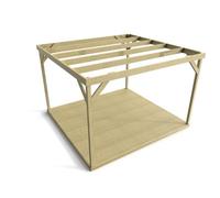 Arbor Garden Solutions Wooden Box Pergola And Decking, Complete Diy Kit (3.6M X 3.6M, Light Green (Natural) Finish)