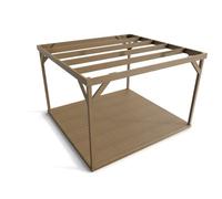 Arbor Garden Solutions Wooden Box Pergola And Decking, Complete Diy Kit (4.8M X 4.8M, Rustic Brown Finish)
