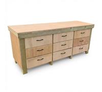 Arbor Garden Solutions Wooden Eucalyptus Hardwood Top Workbench, Tool Cabinet With Drawers (V.2) - Included assembly - 240cm