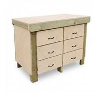 Arbor Garden Solutions Wooden Eucalyptus Hardwood Top Workbench, Tool Cabinet With Drawers (V.2) - Without expert assembly - 120cm