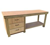 Arbor Garden Solutions Wooden Eucalyptus top tool cabinet workbench with storage shelf (V.7) - Included assembly - 240cm