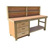 Arbor Garden Solutions Wooden Eucalyptus top tool cabinet workbench with storage shelf (V.7) with back panel - Included assembly - 150cm