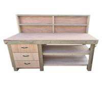 Arbor Garden Solutions Wooden Eucalyptus top tool cabinet workbench with storage shelf (V.7) with back panel and double shelf - Included assembly - 240cm