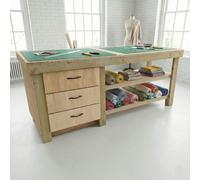 Arbor Garden Solutions Wooden Eucalyptus top tool cabinet workbench with storage shelf (V.7) with double shelf - Without expert assembly - 210cm