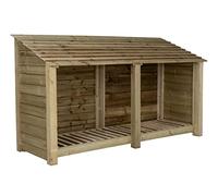 Arbor Garden Solutions Wooden log store 4ft (W-227cm, H-126cm, D-88cm) (Without kindling shelf, Natural (Light green))
