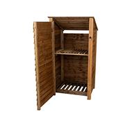 Arbor Garden Solutions wooden log store 6ft with door, firewood storage (W-99cm, H-180cm, D-88cm), brown finish (With kindling shelf (roof sloping back))