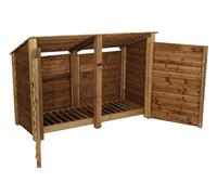 Arbor Garden Solutions Wooden Log Store (Roof Sloping Back) with Doors W-187cm, H-126cm or 180cm, D-88cm - Brown Finish - Without expert assembly - 126cm