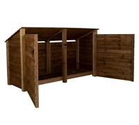 Arbor Garden Solutions Wooden Log Store (Roof Sloping Back) with Doors W-227cm, H-126cm or 180cm, D-88cm - Brown Finish - Without expert assembly - 126cm