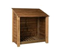 Arbor Garden Solutions Wooden Log Store W-119cm, H-126cm or 180cm, D-88cm - Brown Finish - Included Expert Assembly - 126cm