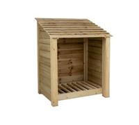 Arbor Garden Solutions Wooden Log Store W-99Cm, H-126Cm, D-88Cm - Natural (Light Green) Finish