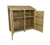 Arbor Garden Solutions Wooden Log Store With Door And Kindling Shelf W-187Cm, H-180Cm, D-88Cm - Natural (Light Green) Finish