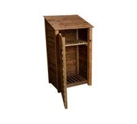 Arbor Garden Solutions Wooden Log Store With Door And Kindling Shelf W-99Cm, H-180Cm, D-88Cm - Brown Finish