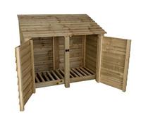 Arbor Garden Solutions Wooden Log Store With Door W-146Cm, H-126Cm, D-88Cm - Natural (Light Green) Finish