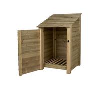 Arbor Garden Solutions Wooden Log Store With Door W-79Cm, H-126Cm, D-88Cm - Natural (Light Green) Finish