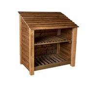 Arbor Garden Solutions Wooden Log Store With Kindling Shelf W-119Cm, H-126Cm, D-88Cm - Brown Finish