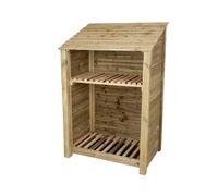 Arbor Garden Solutions Wooden Log Store With Kindling Shelf W-119Cm, H-180Cm, D-88Cm - Natural (Light Green) Finish