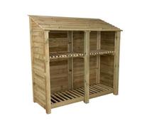 Arbor Garden Solutions Wooden Log Store With Kindling Shelf W-187Cm, H-180Cm, D-88Cm - Natural (Light Green) Finish
