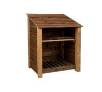 Arbor Garden Solutions Wooden Log Store With Kindling Shelf W-99Cm, H-126Cm, D-88Cm - Brown Finish