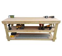 Arbor Garden Solutions wooden MDF workbench with double shelf, garage table (5ft)