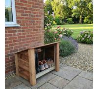Arbor Garden Solutions Wooden Outdoor Shoe/Log Storage W-79cm, H-66cm, D-54cm - Brown Finish - Without expert assembly