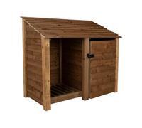 Arbor Garden Solutions Wooden Tool And Log Store, Garden Storage W-146Cm, H-126, D-88Cm - Brown Finish