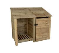 Arbor Garden Solutions Wooden Tool And Log Store, Garden Storage W-146Cm, H-126, D-88Cm - Natural (Light Green) Finish