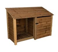 Arbor Garden Solutions Wooden Tool And Log Store, Garden Storage W-187Cm, H-126, D-88Cm - Brown Finish