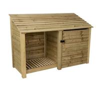 Arbor Garden Solutions Wooden Tool And Log Store, Garden Storage W-187Cm, H-126, D-88Cm - Natural (Light Green) Finish