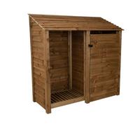 Arbor Garden Solutions Wooden Tool And Log Store, Garden Storage W-187Cm, H-180Cm, D-88Cm - Brown Finish