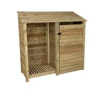 Arbor Garden Solutions Wooden Tool And Log Store, Garden Storage W-187Cm, H-180Cm, D-88Cm - Natural (Light Green) Finish