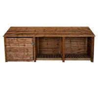 Arbor Garden Solutions Wooden Tool And Log Store, Garden Storage W-335Cm, H-126, D-88Cm - Brown Finish