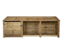 Arbor Garden Solutions Wooden Tool And Log Store, Garden Storage W-335Cm, H-126, D-88Cm - Natural (Light Green) Finish