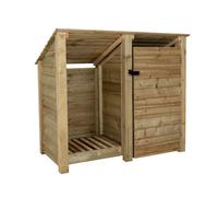 Arbor Garden Solutions Wooden Tool And Log Store (Roof Sloping Back), Garden Storage W-146Cm, H-126, D-88Cm - Natural (Light Green) Finish