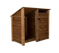 Arbor Garden Solutions Wooden Tool And Log Store (Roof Sloping Back), Garden Storage W-146Cm, H-126, D-88Cm - Brown Finish