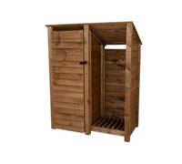 Arbor Garden Solutions Wooden Tool And Log Store (Roof Sloping Back), Garden Storage W-146Cm, H-180Cm, D-88Cm - Brown Finish